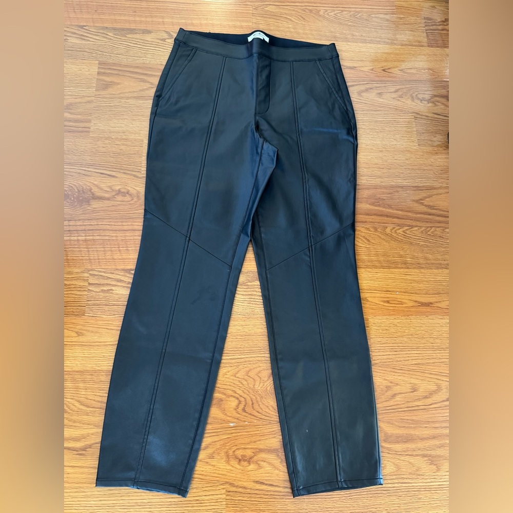 WHBM size 8 Black Faux Leather Flare Pants